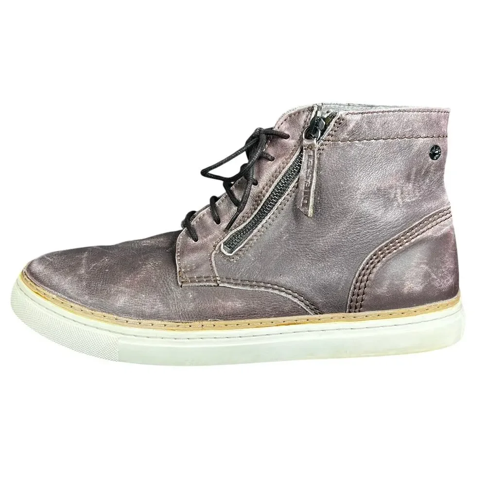 Diesel Men’s D Blaast Brown Leather Mid Sneaker Boot Size 45 US 12